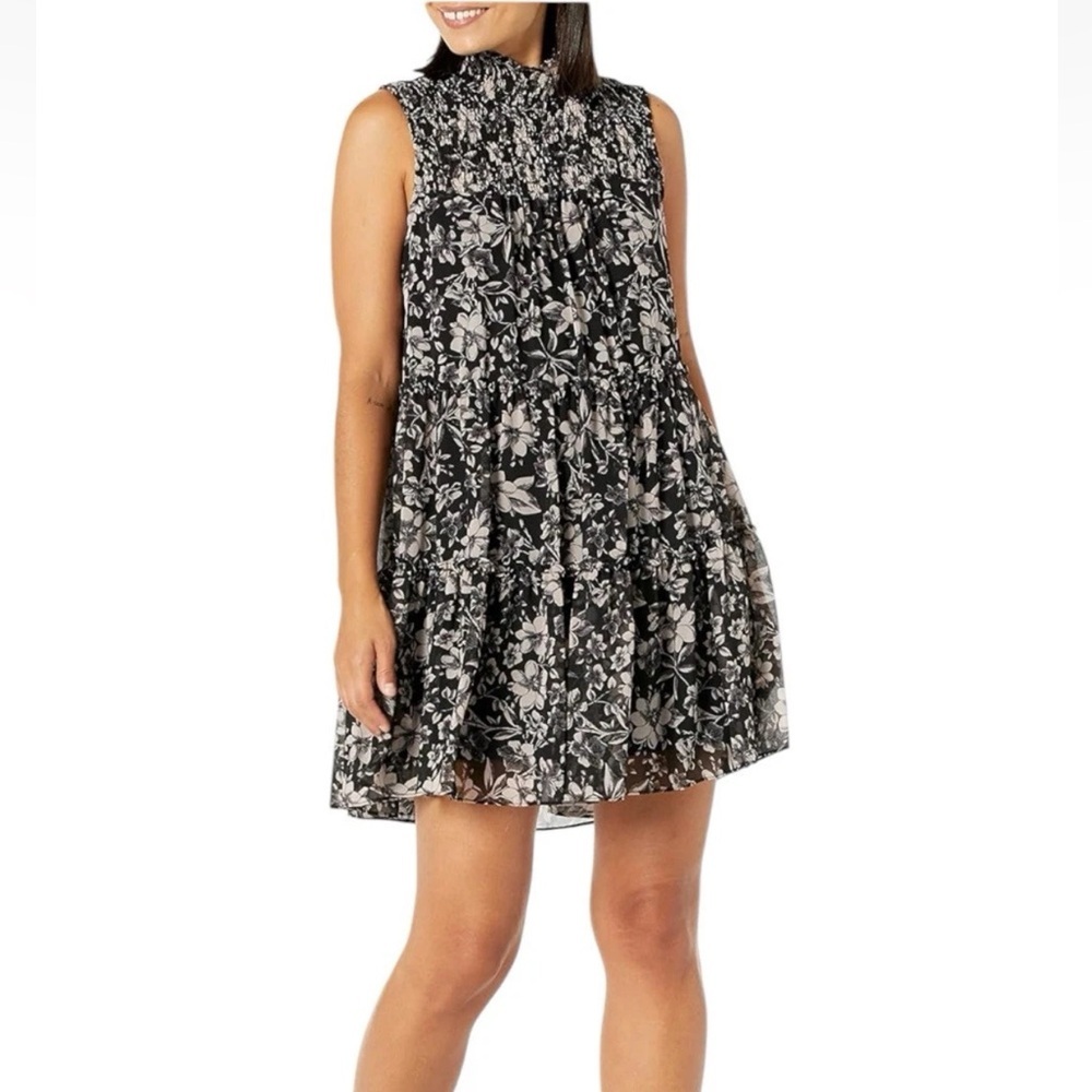 Just...Taylor Black and White Floral Midi Dress